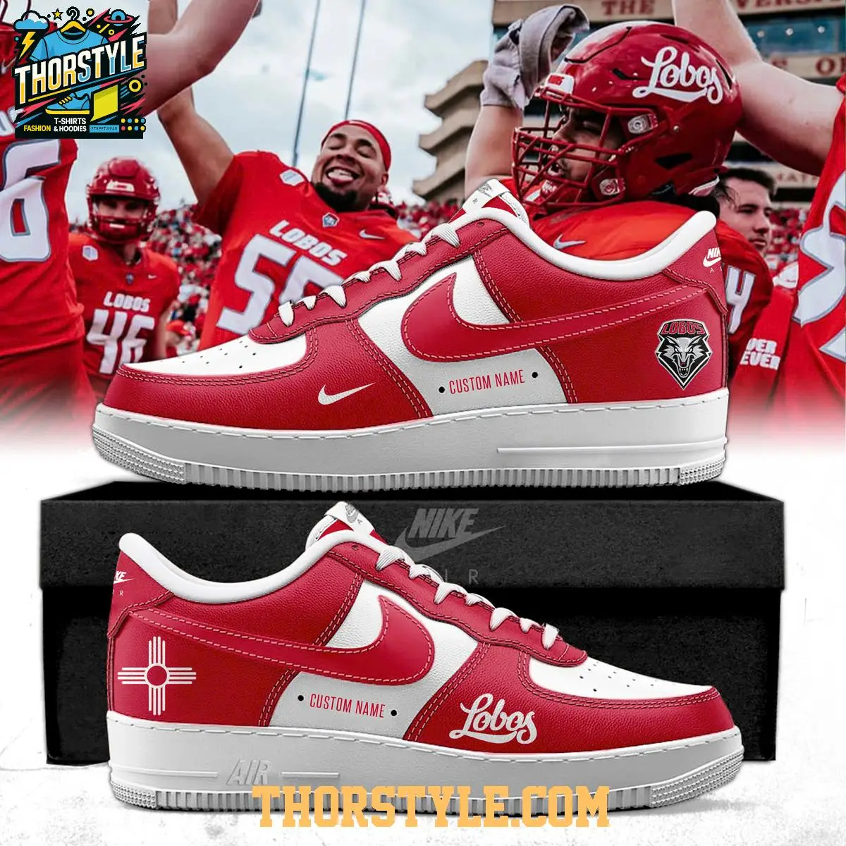 New Mexico Lobos 2025 Everyone's A Lobo New Season Air Force 1 Shoes