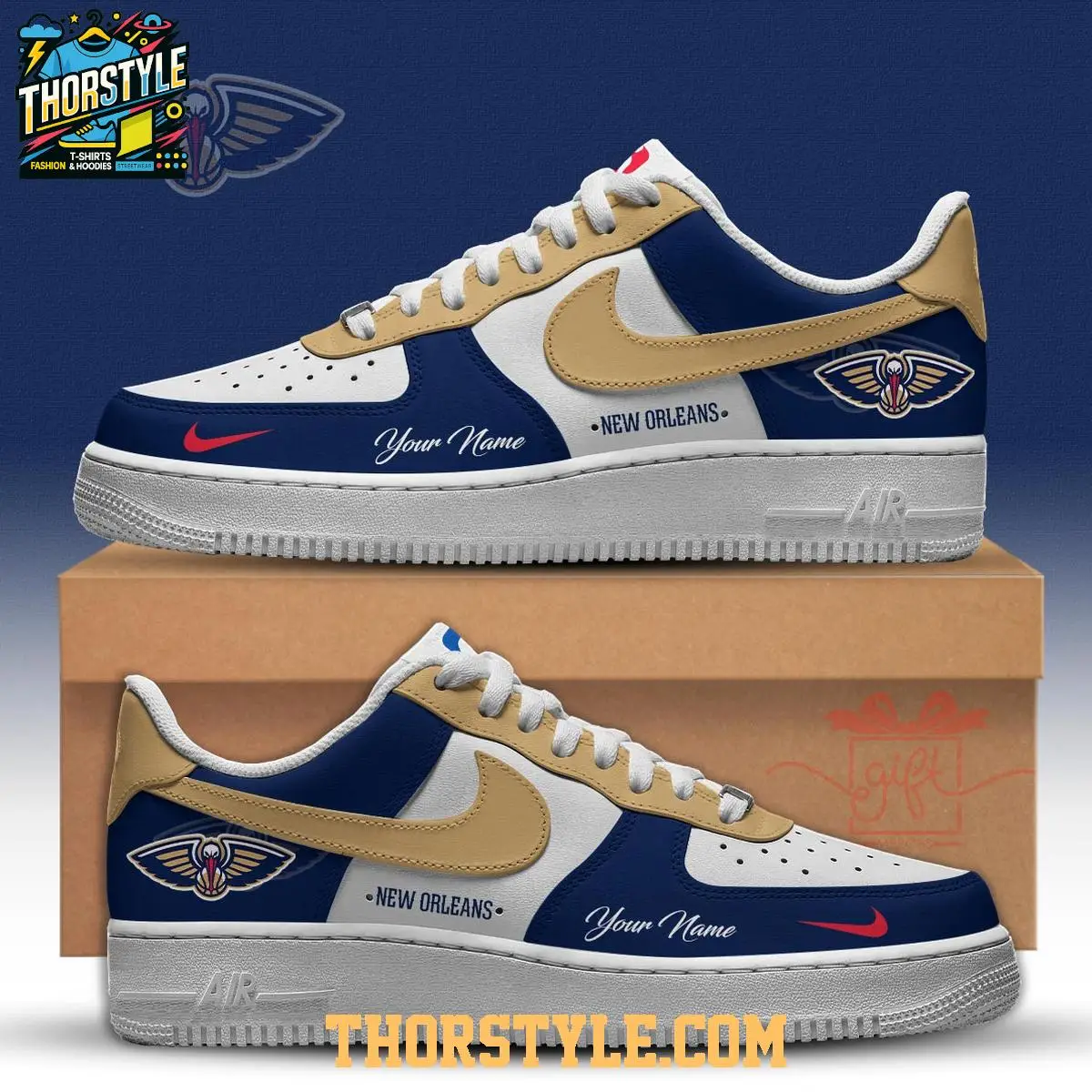 New Orleans Pelicans 2025 NBA Championship Personalized Air Force 1 Shoes New Orleans Pelicans 2025 NBA Championship Personalized Air Force 1 Shoes - Image 1