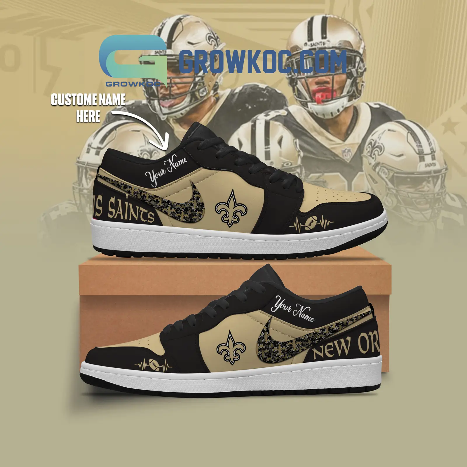 New Orleans Saints NFL Personalized Air Jordan 1 Shoes New Orleans Saints NFL Personalized Air Jordan 1 Shoes - Image 1