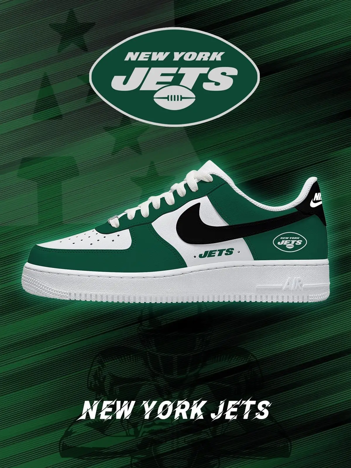 New York Football Custom Air Force 1 Sneakers - NFL Fan Edition | OO17