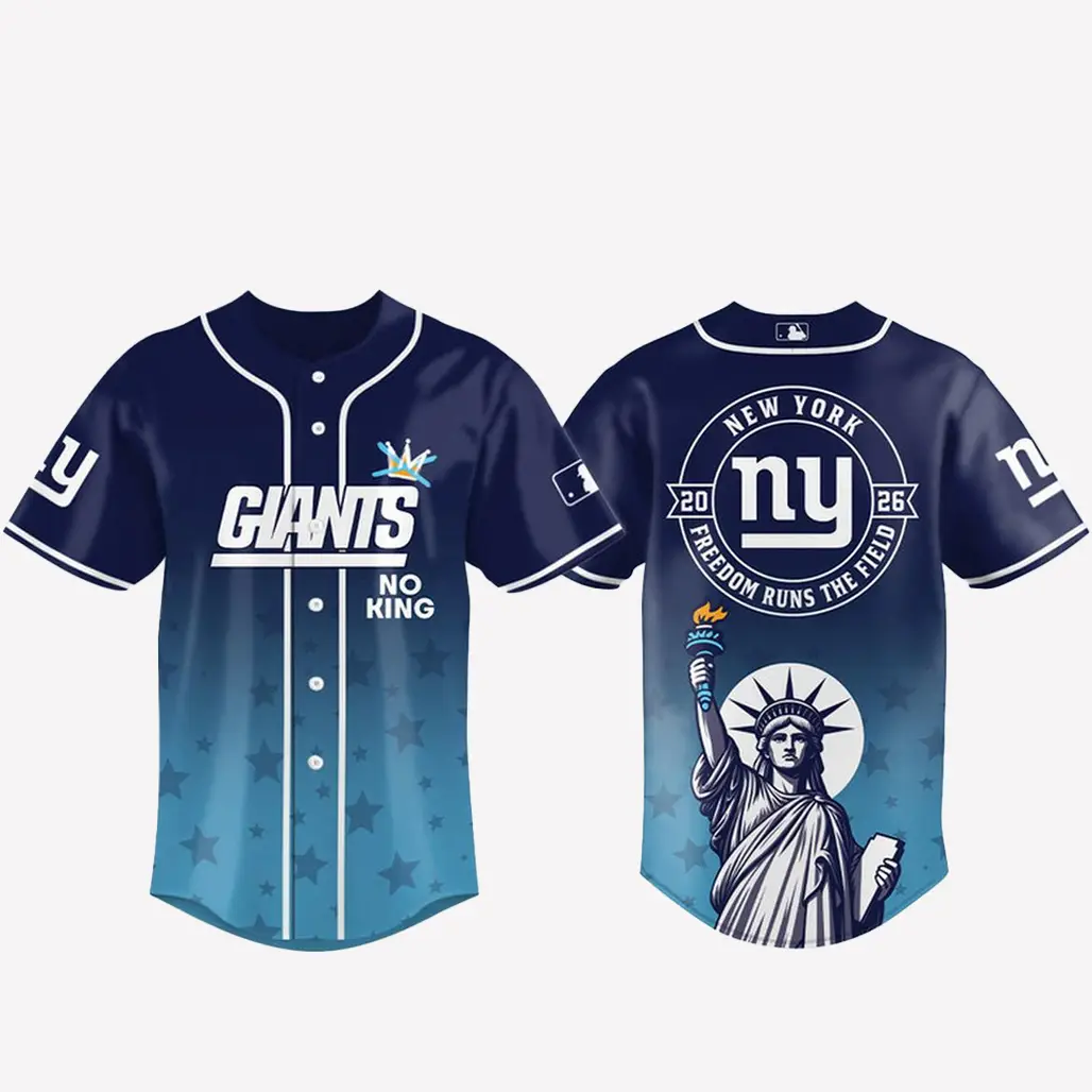 New York Giants 2026 No Kings Freedom Runs The Field Baseball Jersey - Tazila