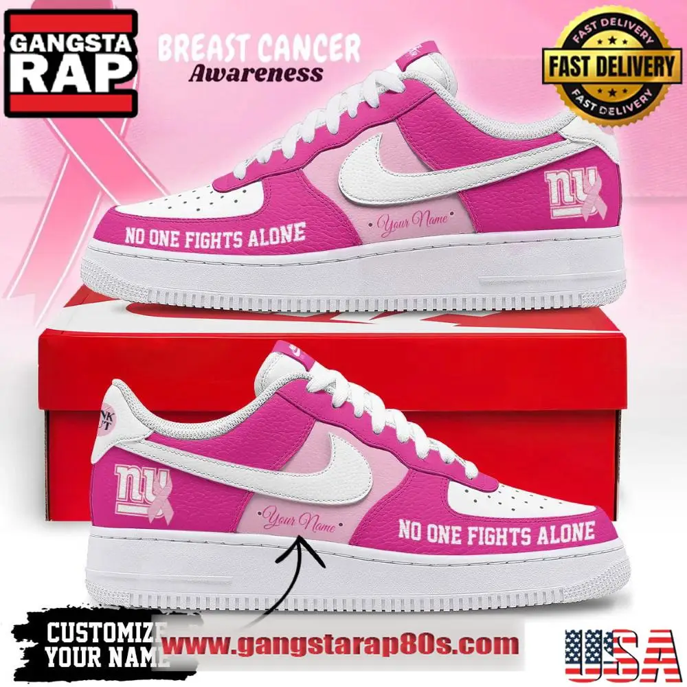 New York Giants Breast Cancer Awareness October Custom Air Force 1 Running Sneakers Shoes