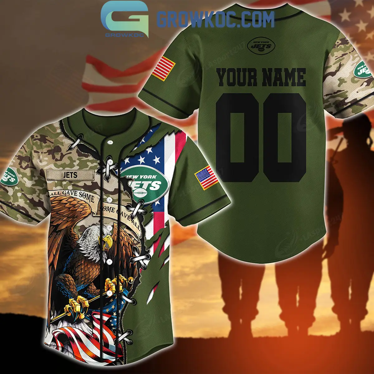 New York Jets Veteran Proud Of America Personalized Baseball Jersey