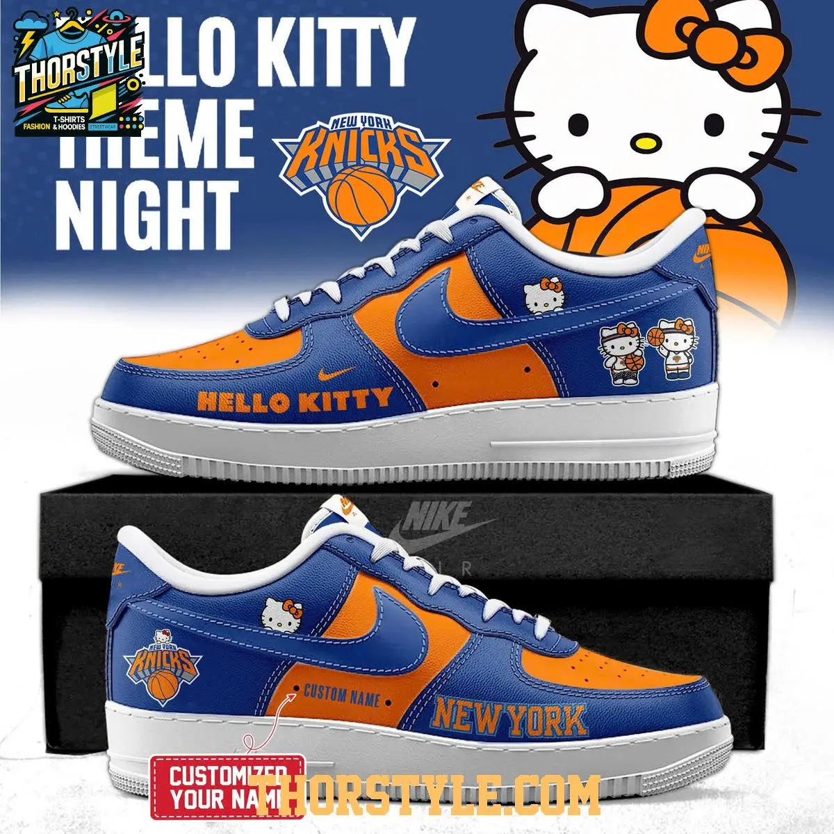 New York Knicks Hello Kitty Night 2026 Sanrio Personalized Air Force 1 Shoes New York Knicks Hello Kitty Night 2026 Sanrio Personalized Air Force 1 Shoes - Image 1