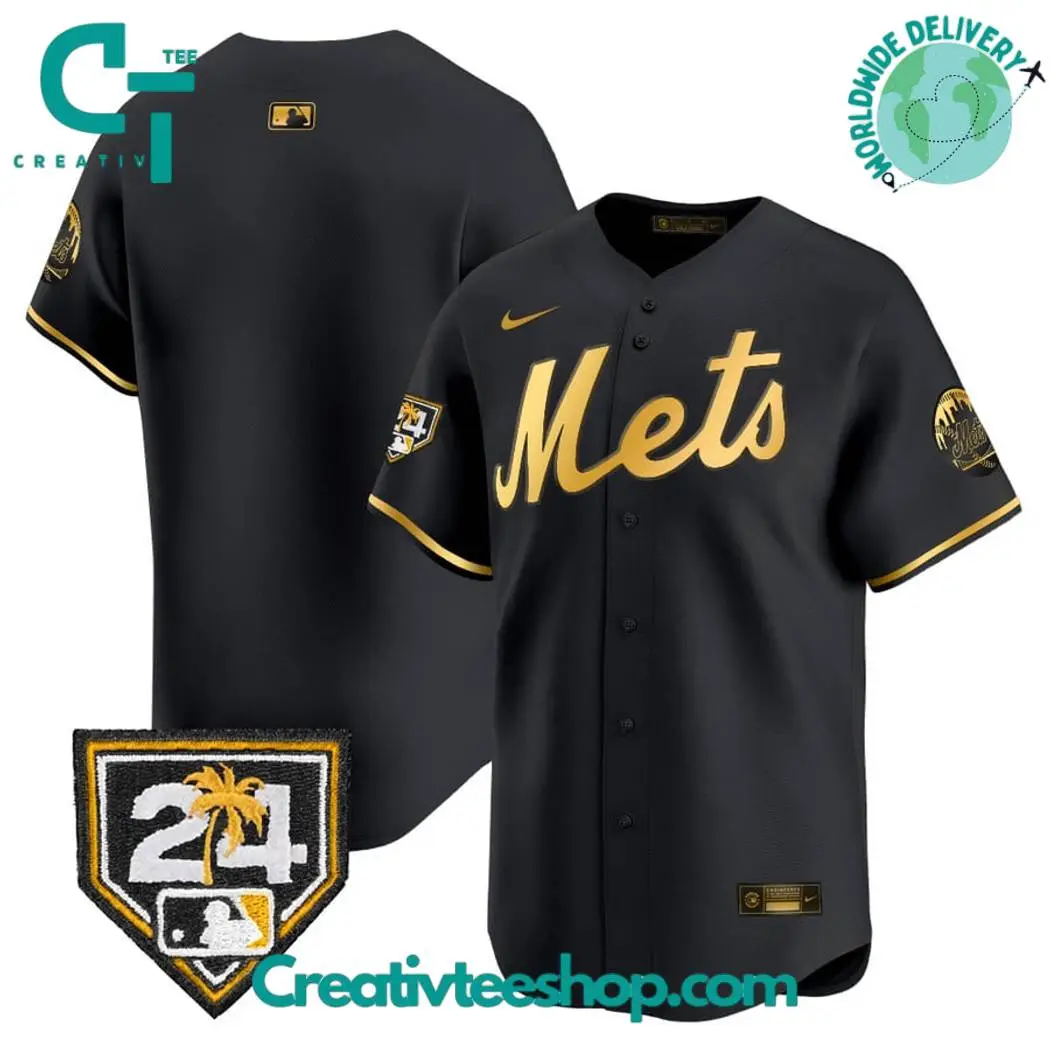 New York Mets 2024 Spring Training Vapor Premier Black Gold Baseball Jersey