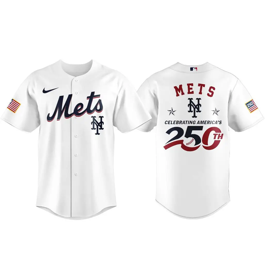 New York Mets 2026 Celebrating America’s 250th White Baseball Jersey - Tazila