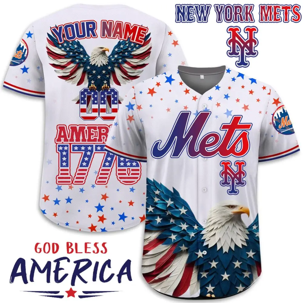 New York Mets Baseball X America 250Th Birthday Celebration Special Edition 2026-3D Baseball Jersey