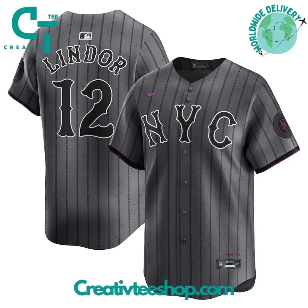 New York Mets Francisco Lindor Graphite 2024 City Connect Baseball Jersey