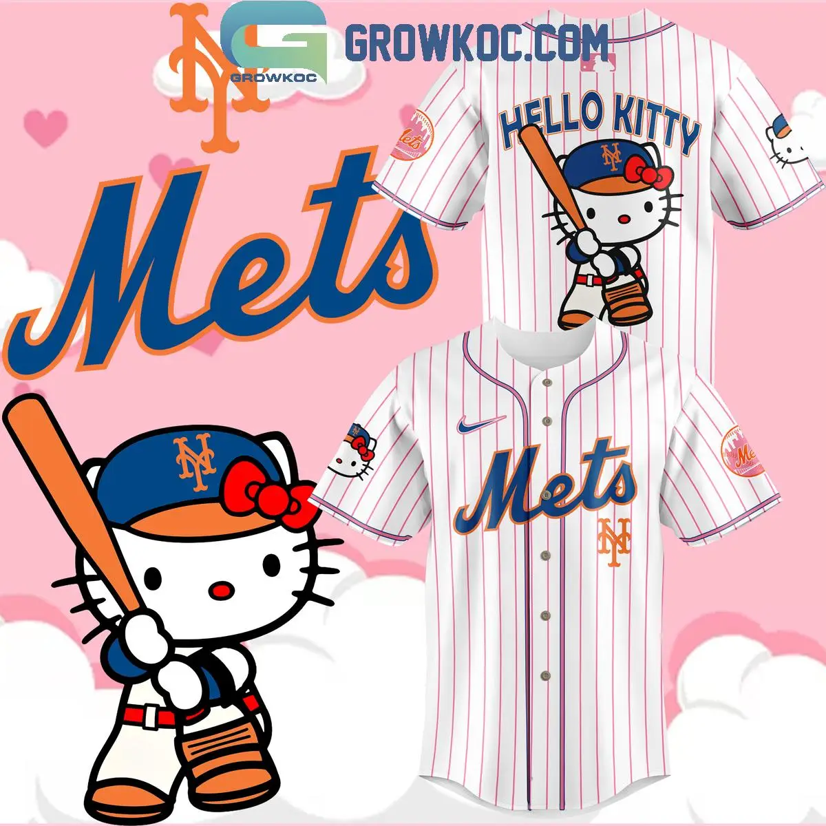New York Mets Hello Kitty Celebrating 50th Anniversary 2024 Baseball Jersey