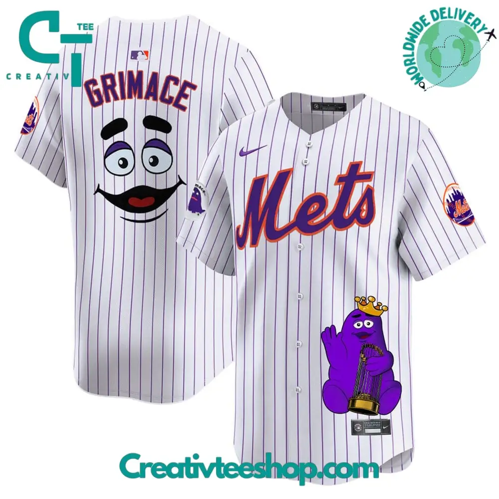 New York Mets Mlb Grimace Pinstripes Baseball Jersey