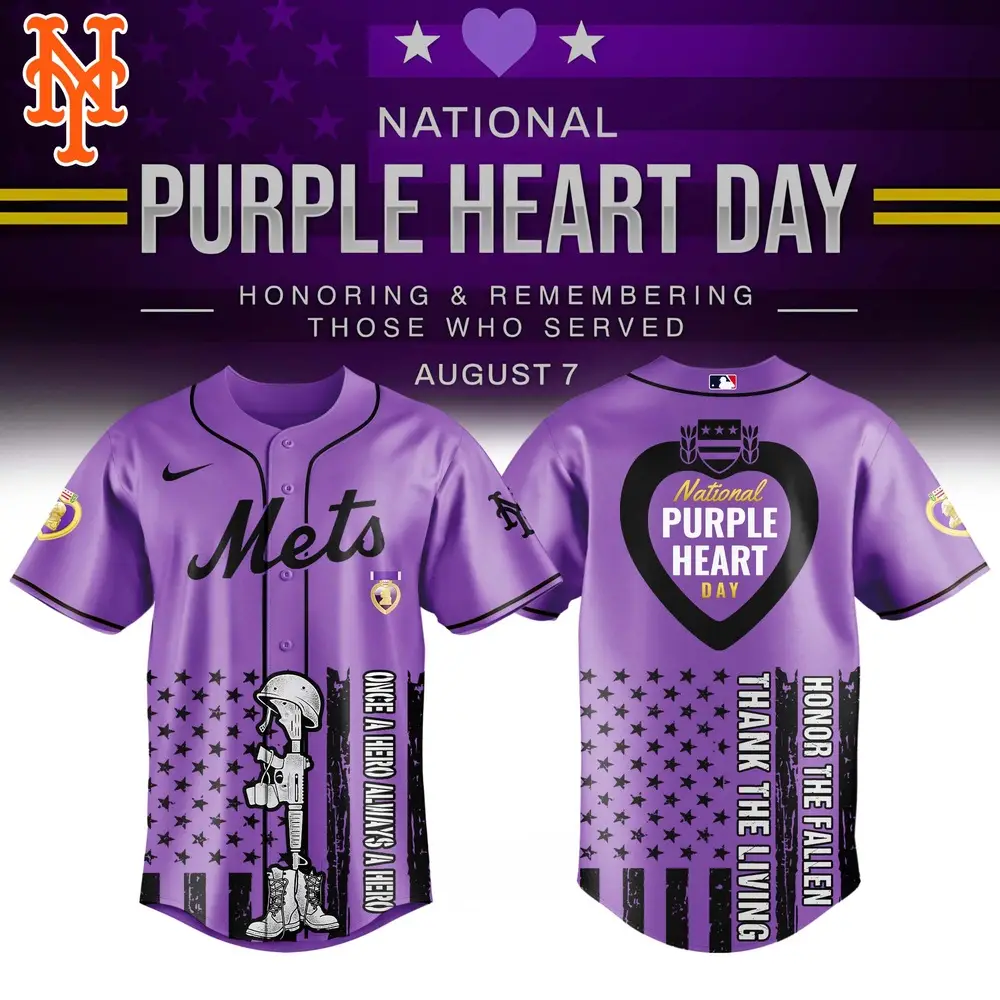 New York Mets Mlb X Usa Purple Heart Day Custom Baseball Jersey