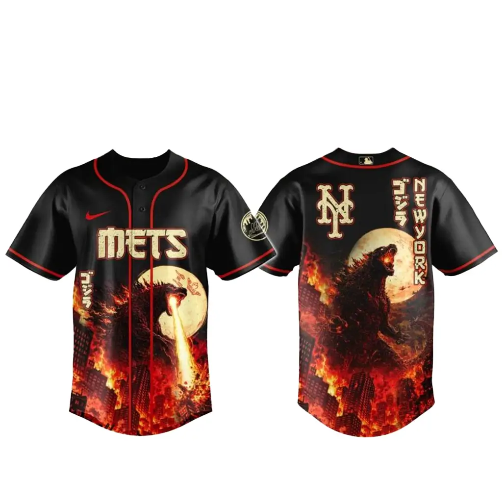 New York Mets x Godzilla King of Monsters Baseball Jersey - Tazila