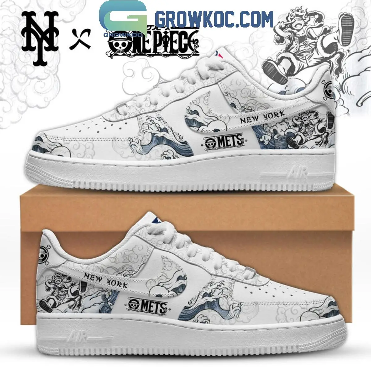 New York Mets x One Piece Gear 5 Air Force 1 Shoes