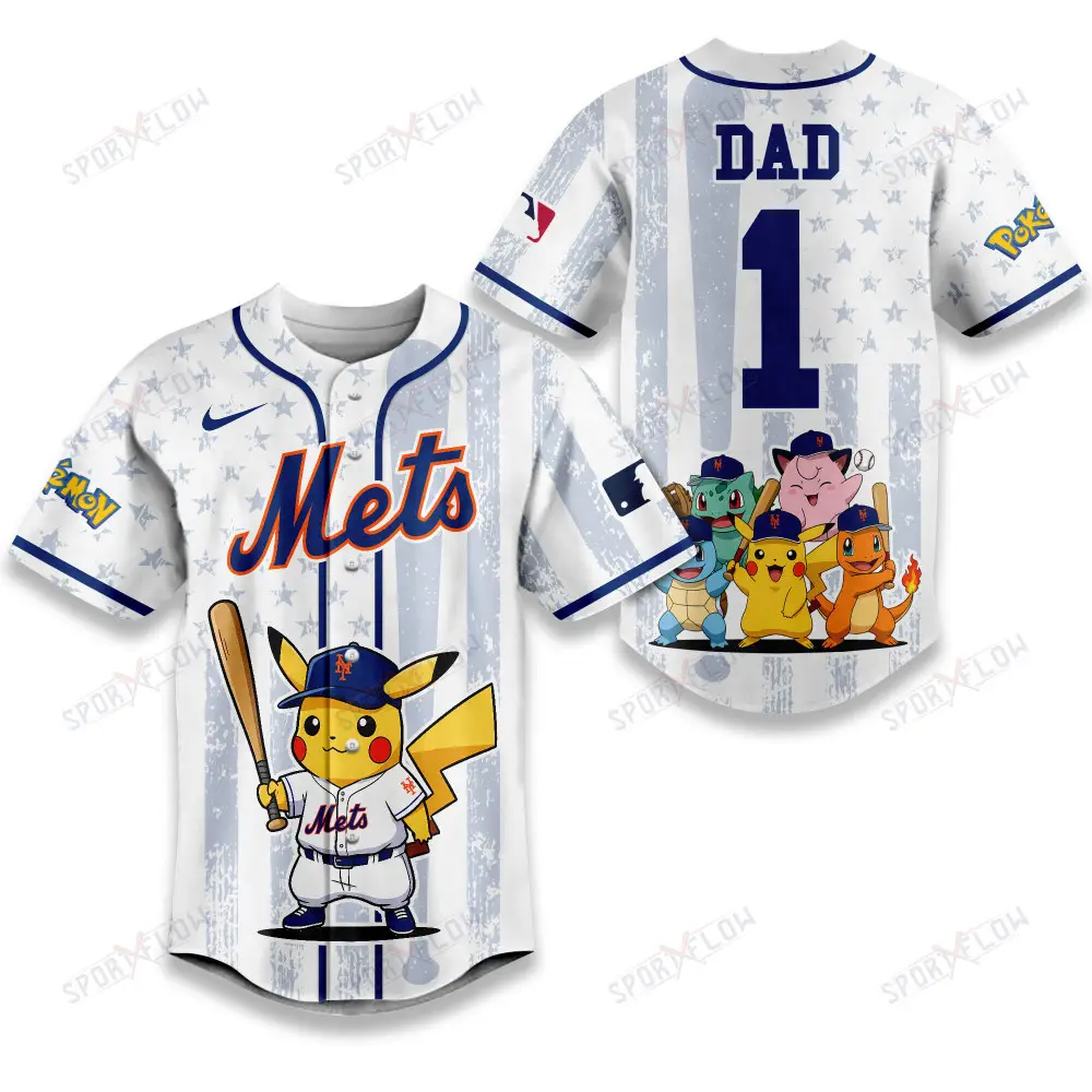 New York Mets X Pokemon Night Dad Edition Baseball Jersey