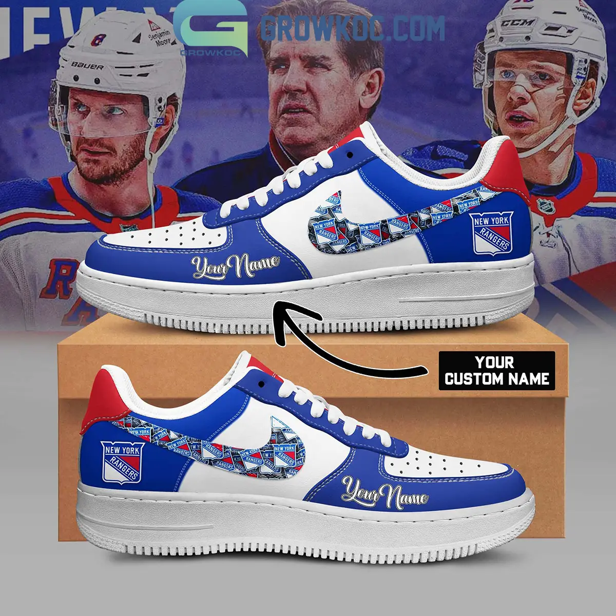 New York Rangers Hockey Team Fan Personalized Air Force 1 Shoes New York Rangers Hockey Team Fan Personalized Air Force 1 Shoes - Image 1