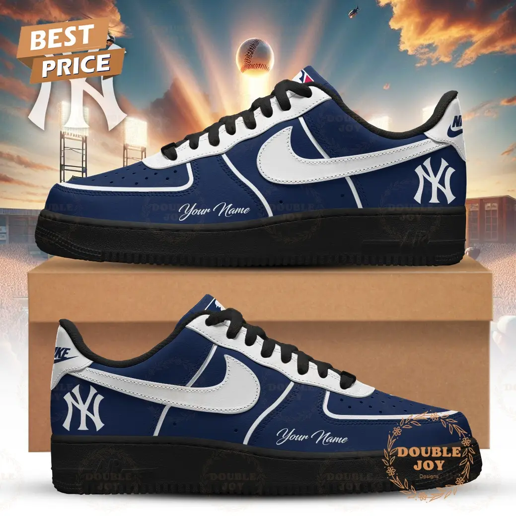 New York Yankees 2026 Custom Name Air Force 1 Sneakers - Blue