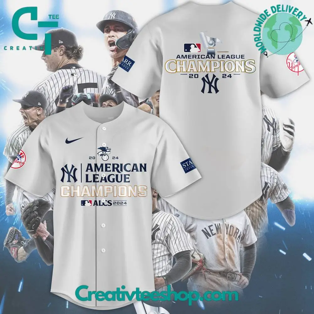 New York Yankees American League Champions Grey Baseball Jersey