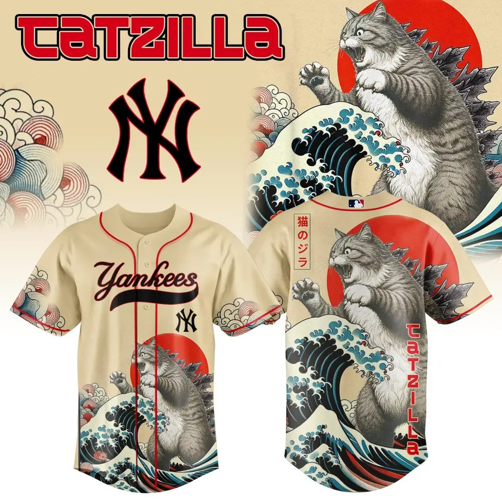 New York Yankees Mlb X Catzilla Style Japans Custom Baseball Jersey New York Yankees Mlb X Catzilla Style Japans Custom Baseball Jersey - Image 1
