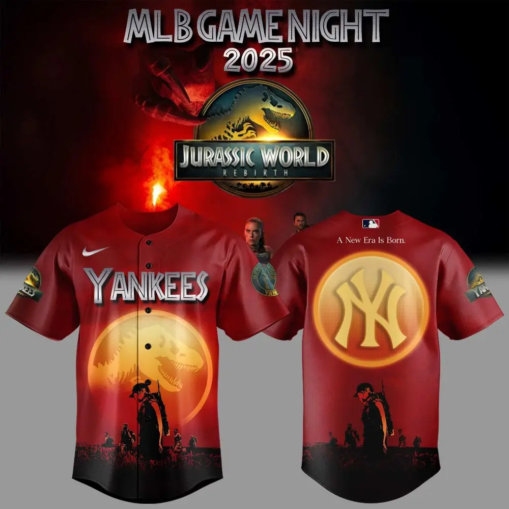 New York Yankees Mlb X Jurassic World New Era Custom Baseball Jersey