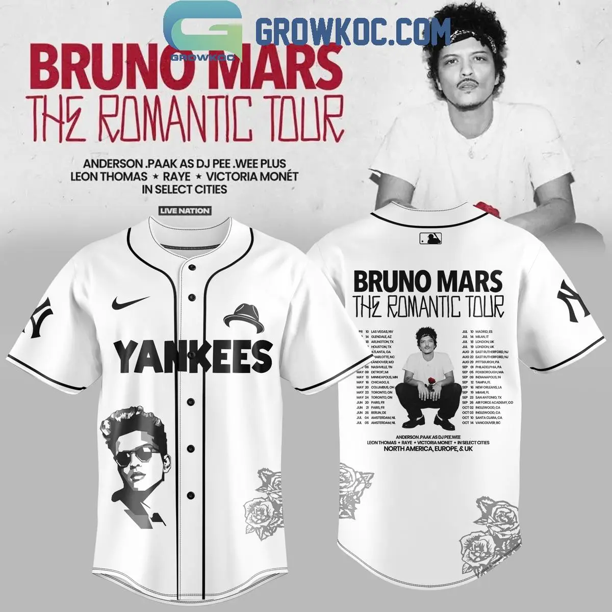 New York Yankees x Bruno Mars The Romantic Tour 2026 Jersey