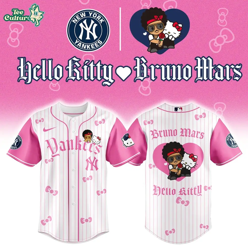 New York Yankees x Bruno Mars x Hello Kitty 2026 Limited Edition Pink Jersey Jogger Cap Set