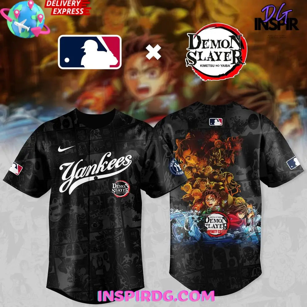 New York Yankees X Demon Slayer Limited Black Baseball Jersey