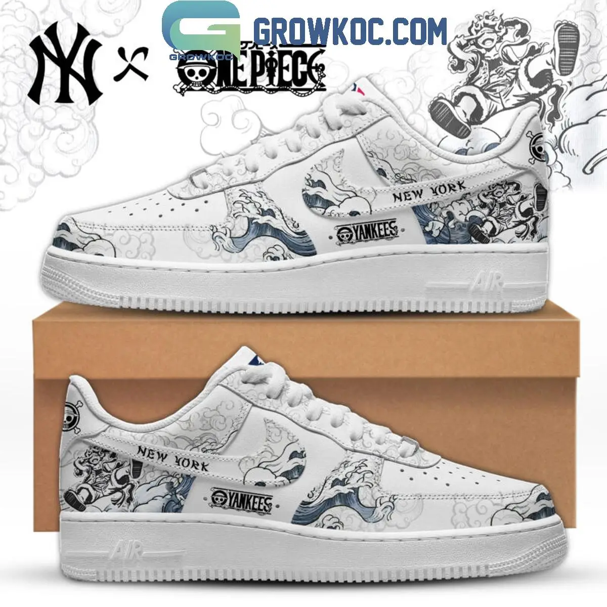 New York Yankees x One Piece Gear 5 Air Force 1 Shoes