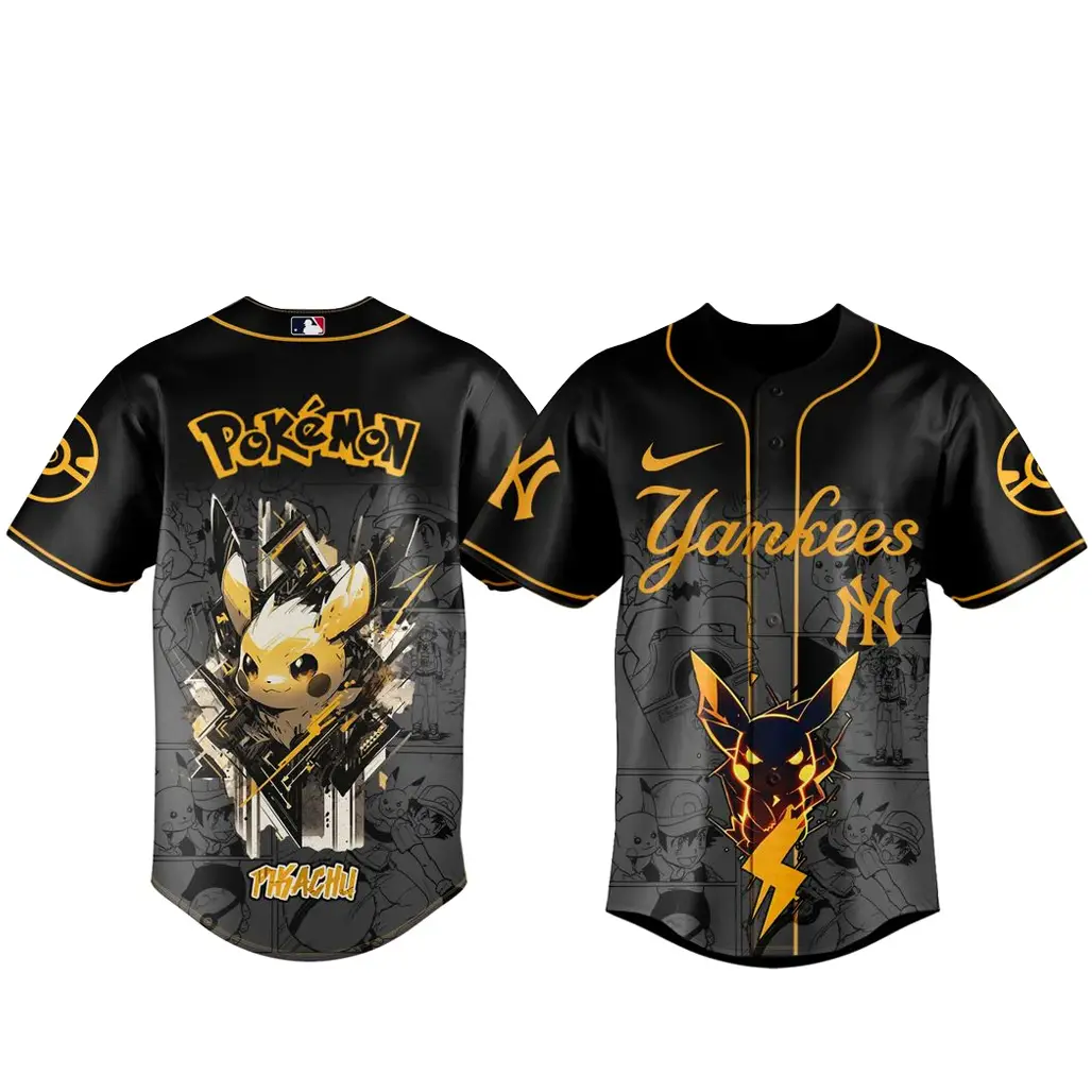 New York Yankees x Pokémon Pikachu 2026 Black Baseball Jersey - Tazila