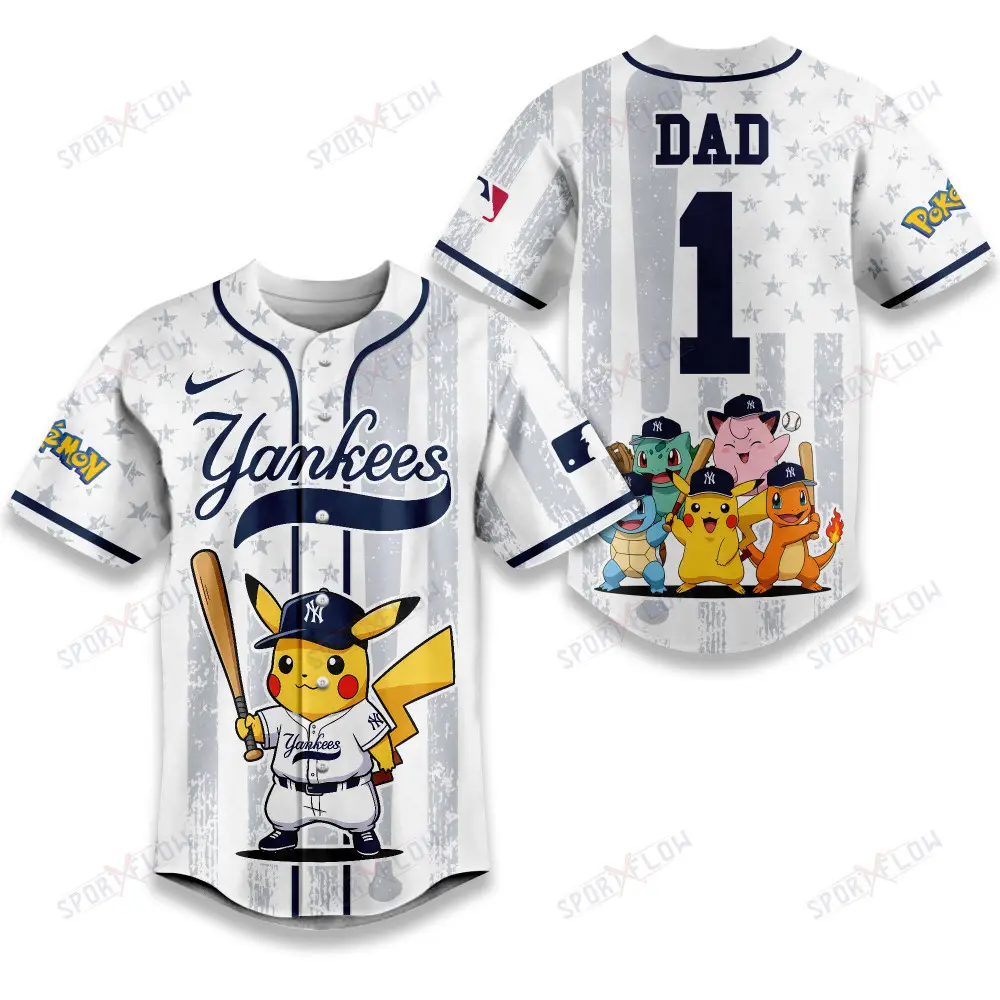 New York Yankees X Pokemon Night Dad Edition Baseball Jersey