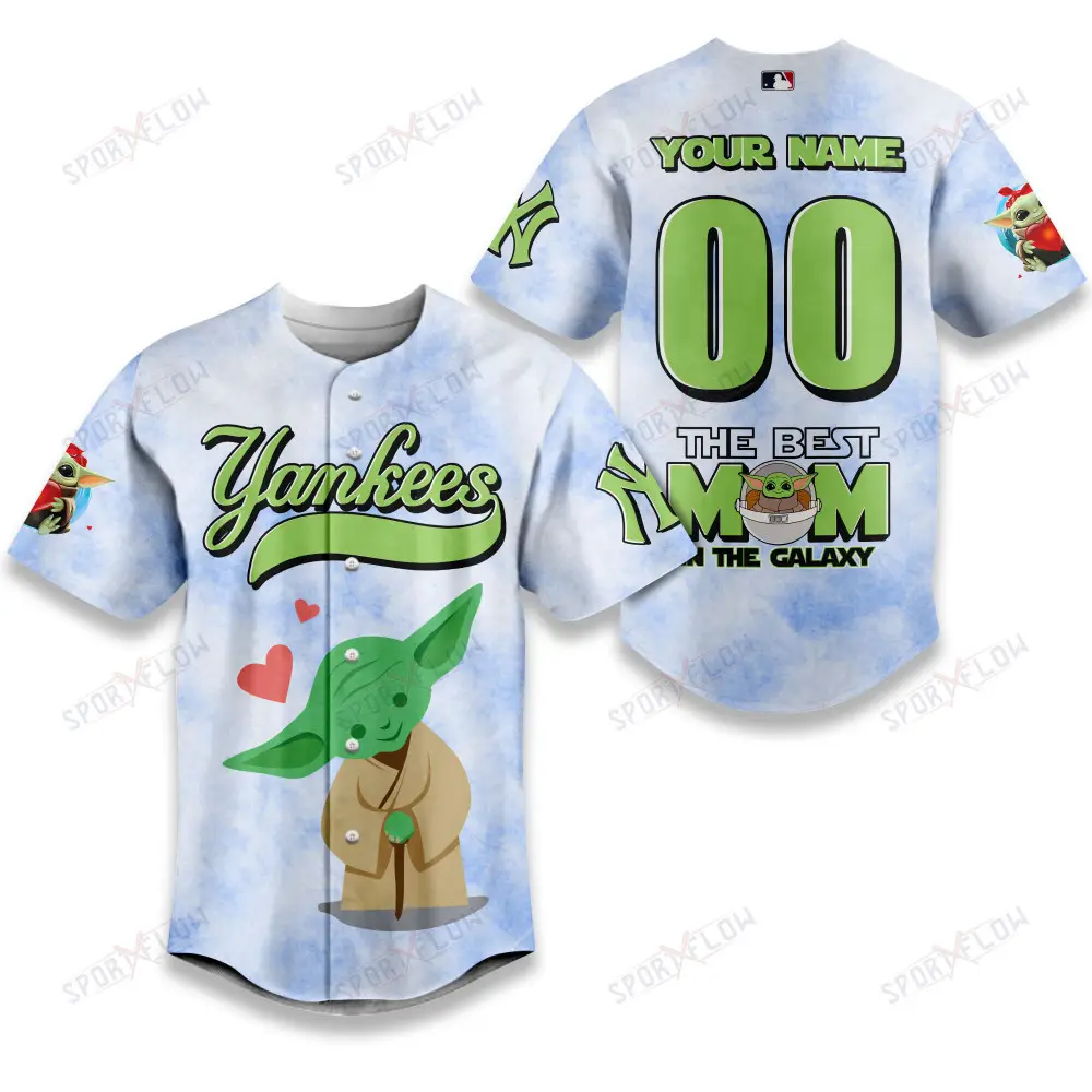 New York Yankees X Star Wars Yoda Best Mom Custom Baseball Jersey