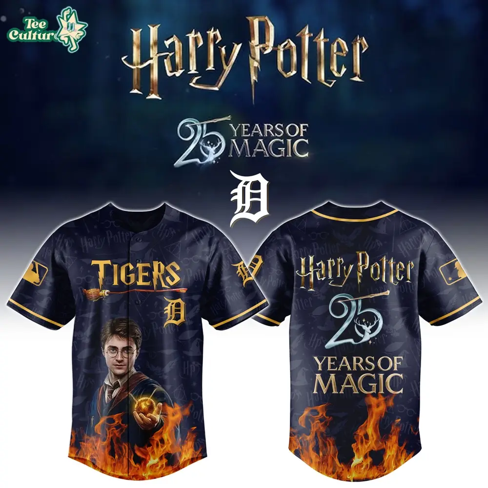 NEWEST Detroit Tigers x Harry Potter 25 Years of Magic Baseball Jersey