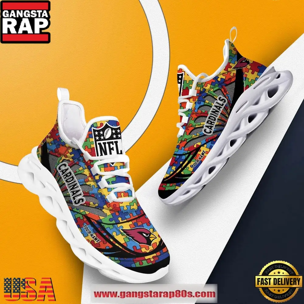 NFL Arizona Cardinals Autism Clunky Custom Max Soul Shoes