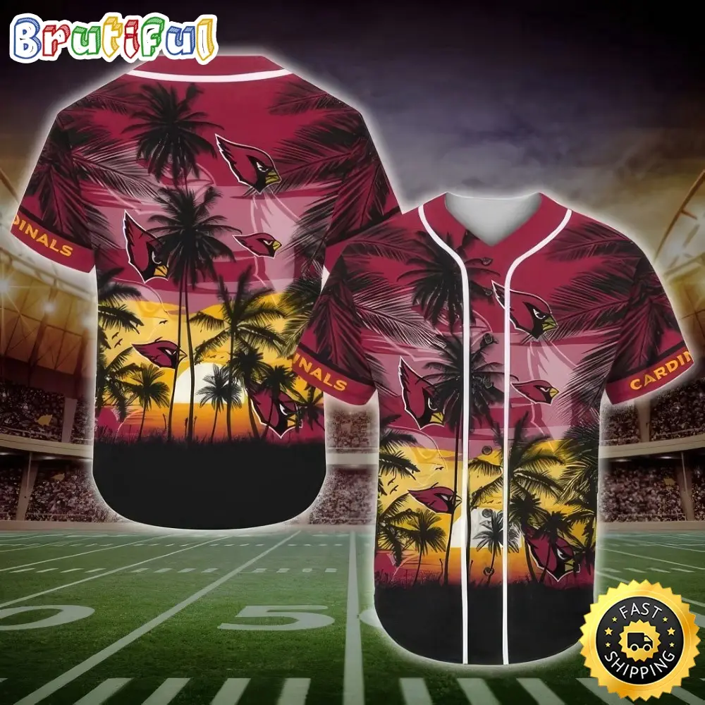 NFL Arizona Cardinals Baseball Jersey Shirt Palm Tree