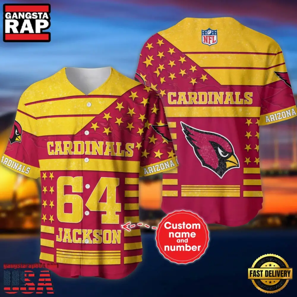 NFL Arizona Cardinals Custom Name Number Name Number American Flag Baseball Jersey Shirt