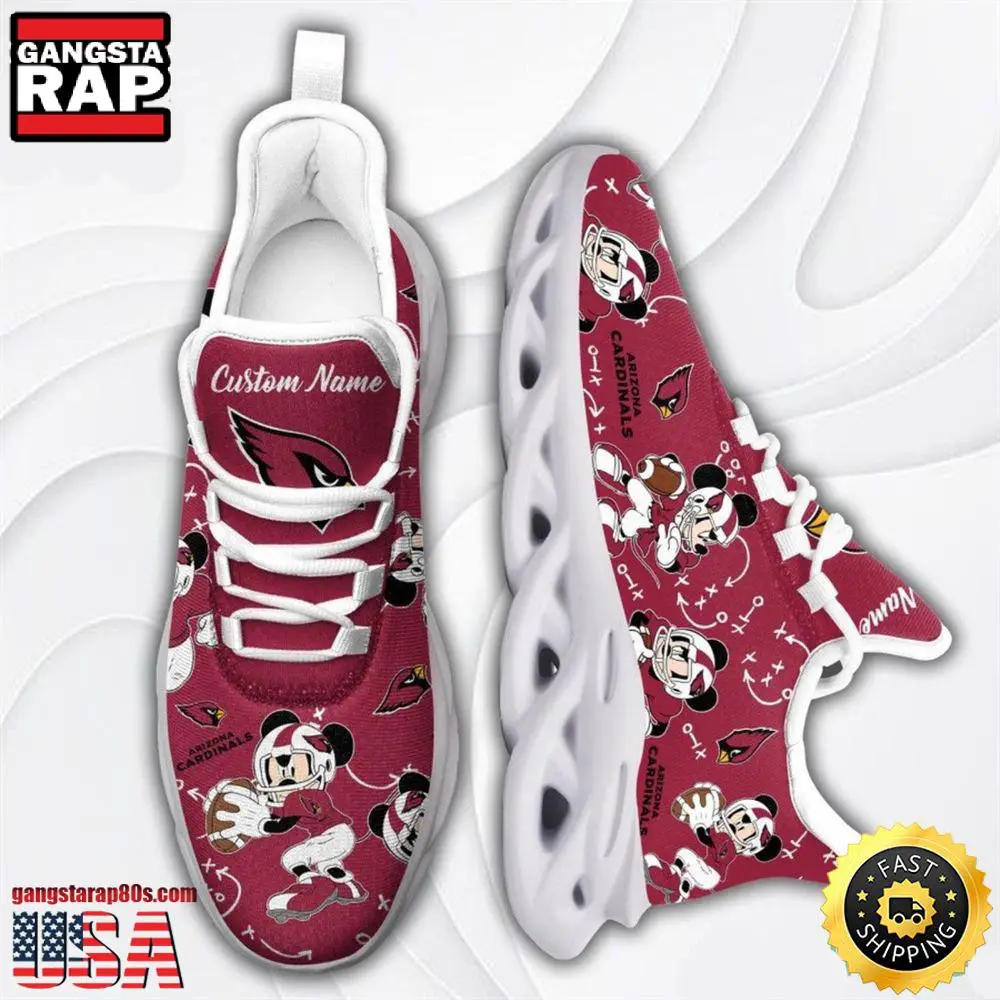 NFL Arizona Cardinals Mickey Mouse Custom Name Max Soul Shoes Running Sneakers