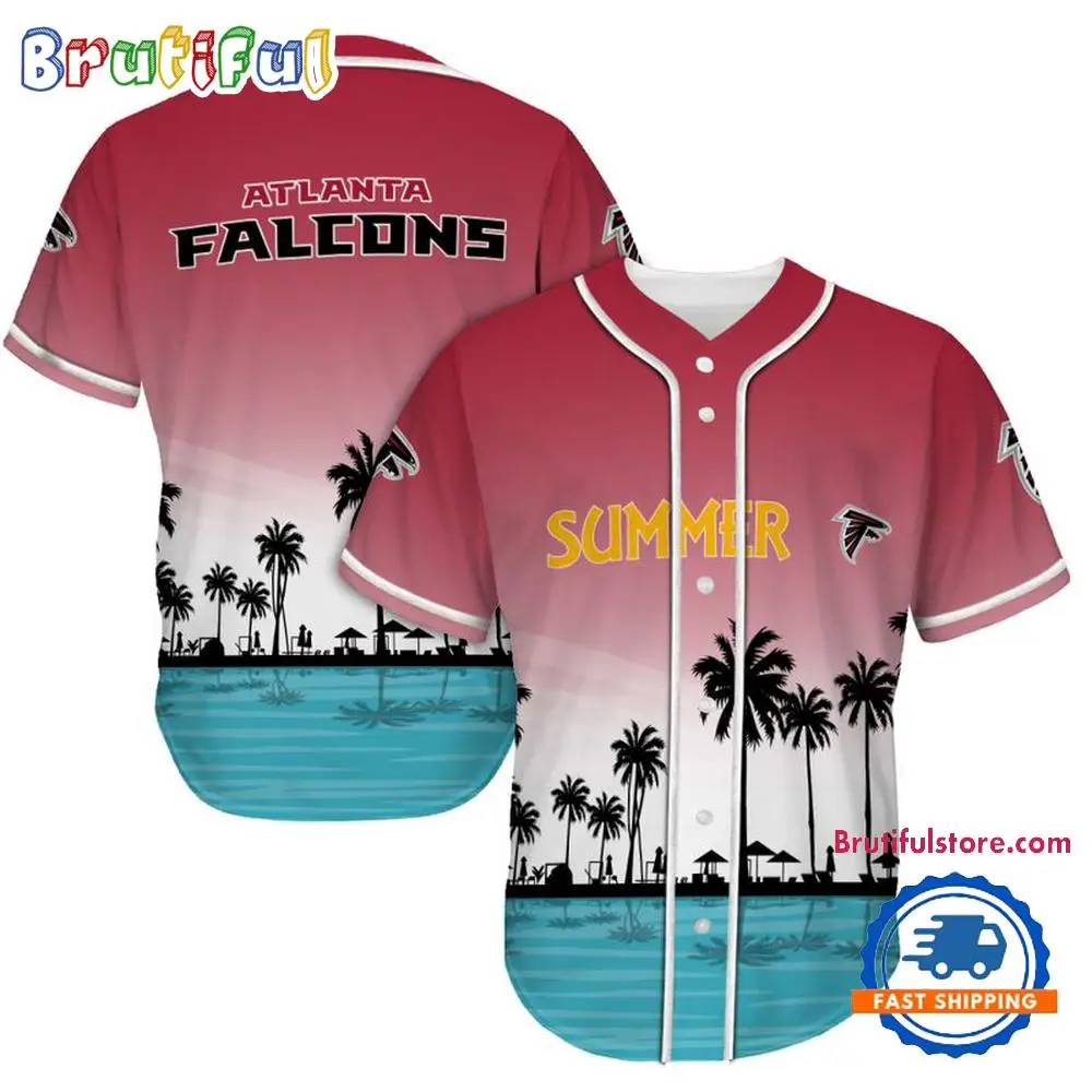 NFL Atlanta Falcons Palm Trees Summer On The Beach Baseball Jersey