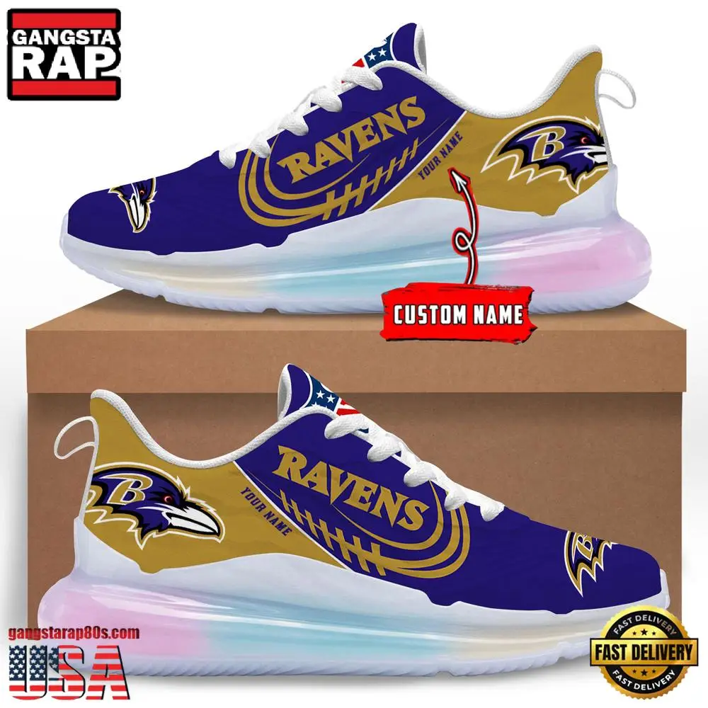 NFL Baltimore Ravens Custom Rainbow Atmospheric Air Force 1 Sneaker Shoes
