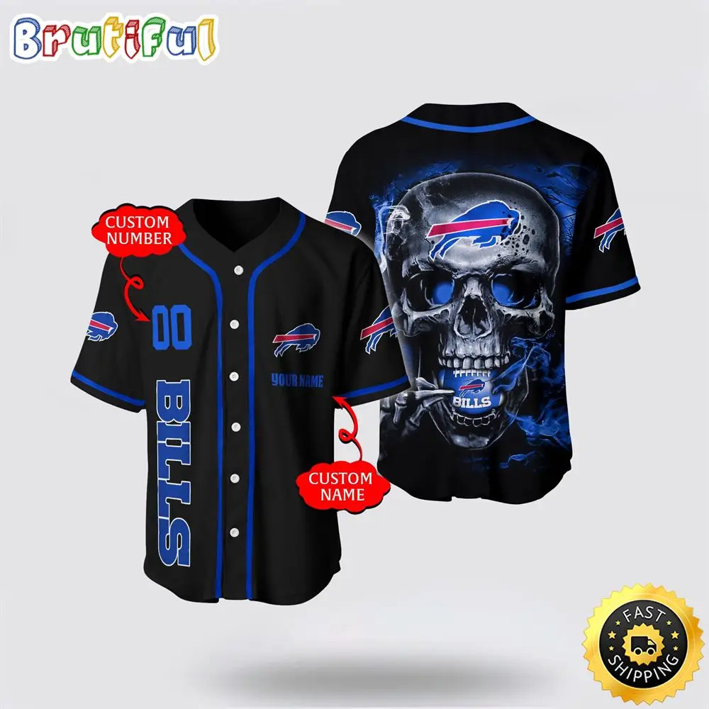 NFL Buffalo Bills Baseball Jersey 3D Personalized Skull Embrace Fashion And Team Spirit