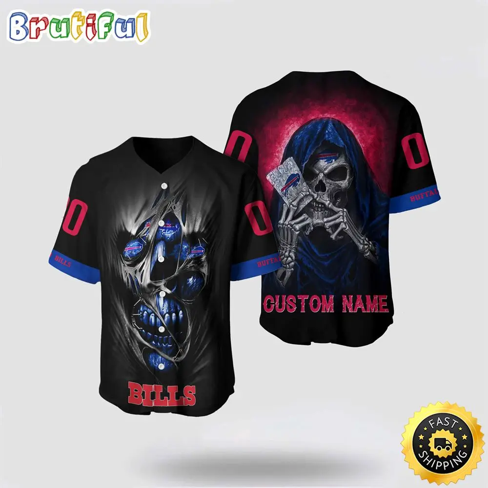 NFL Buffalo Bills Baseball Jersey 3D Personalized Skull Stay Cozy And Stylish