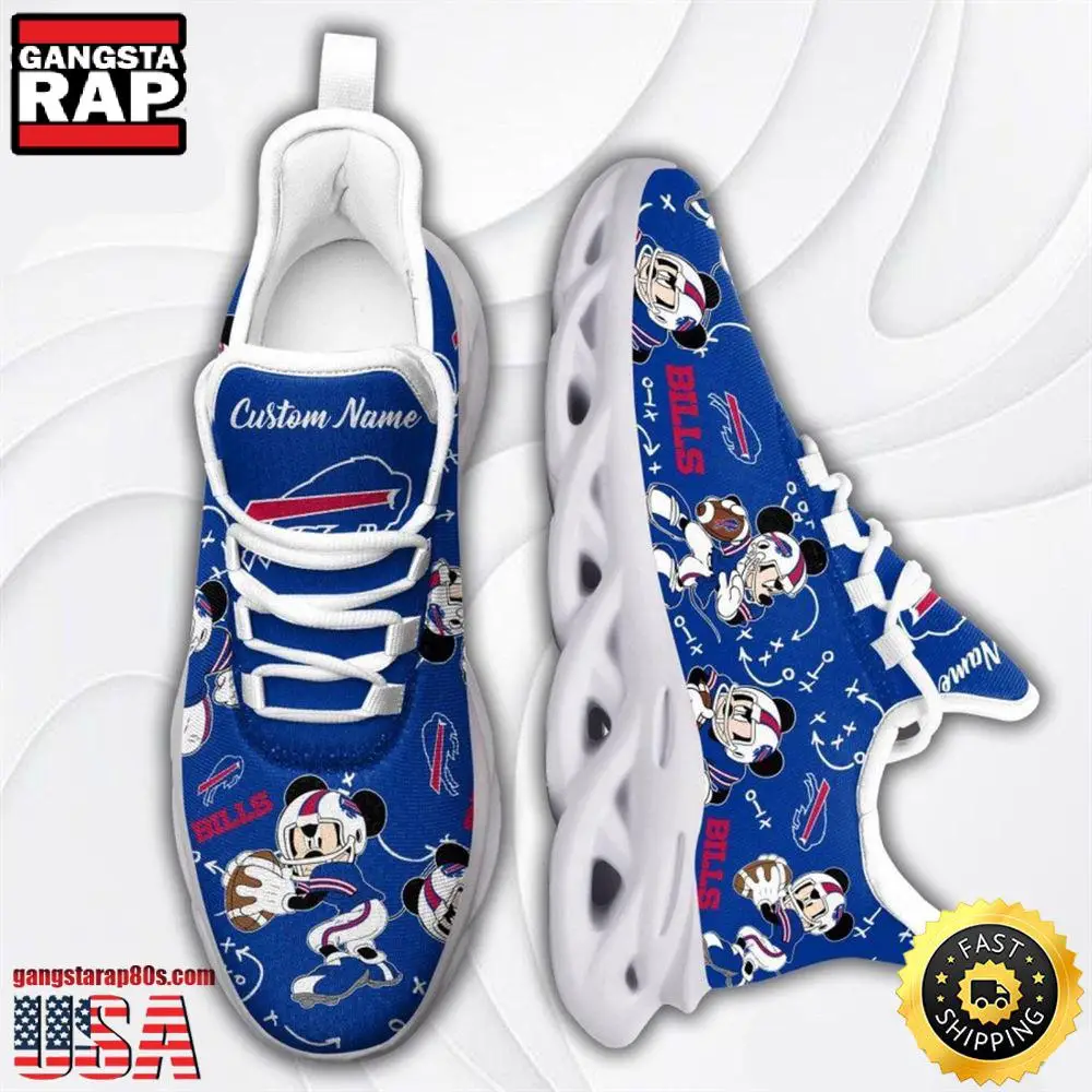 NFL Buffalo Bills Mickey Mouse Custom Name Max Soul Shoes Running Sneakers