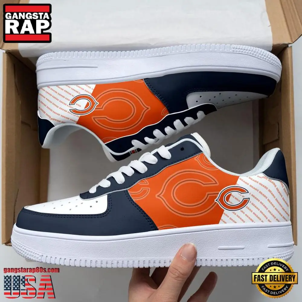 NFL Chicago Bears Basic Pattern Football New Design Air Force 1 Running Sneakers Shoes NFL Chicago Bears Basic Pattern Football New Design Air Force 1 Running Sneakers Shoes - Image 1