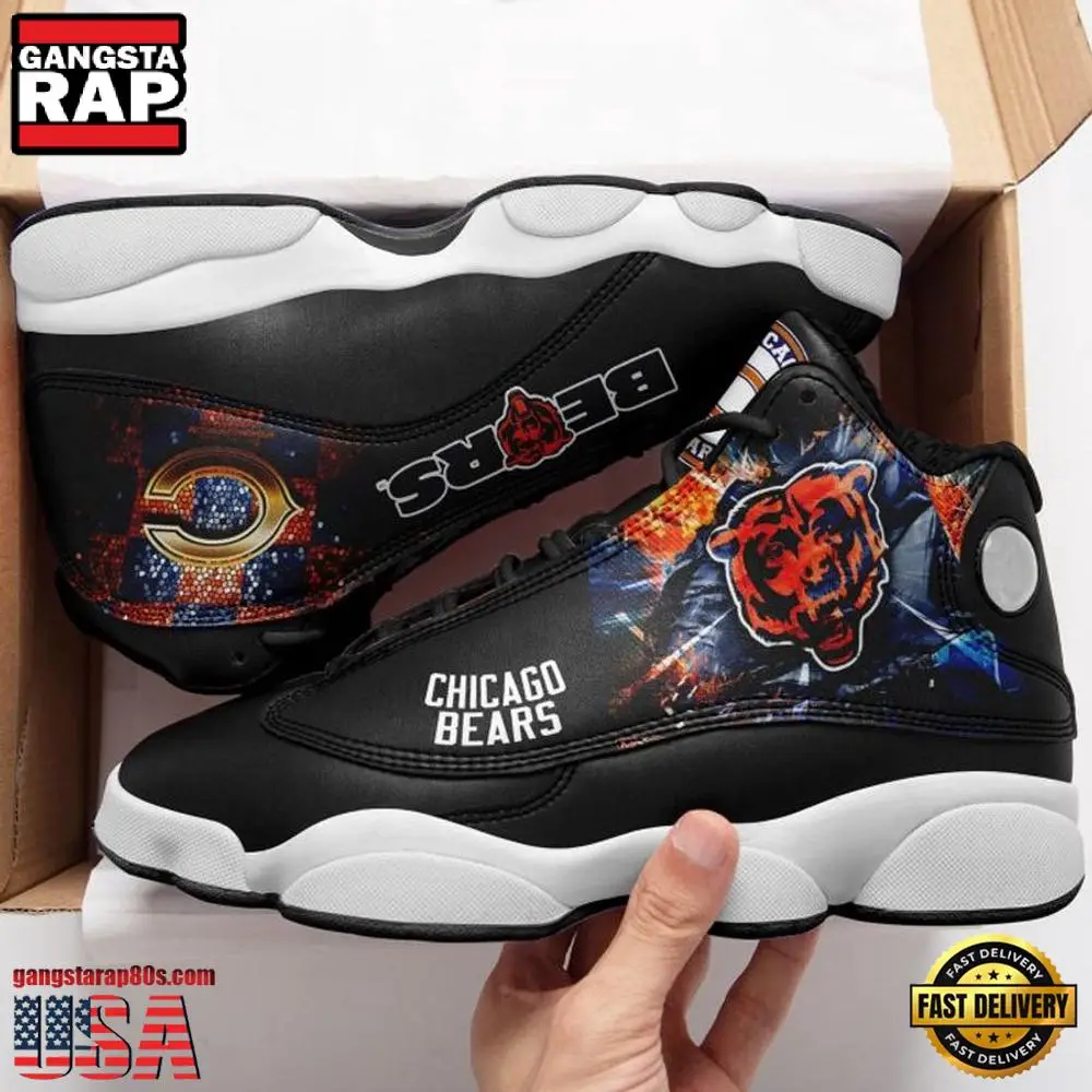 NFL Chicago Bears Black New Design Air Jordan 13 Running Sneakers Shoes