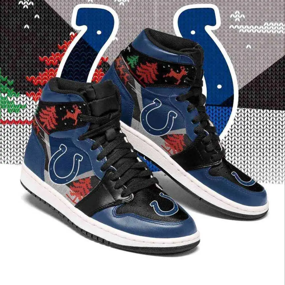 NFL Christmas Ugly Pattern Indianapolis Colts NFL JD1 Boot Sneakers Shoes