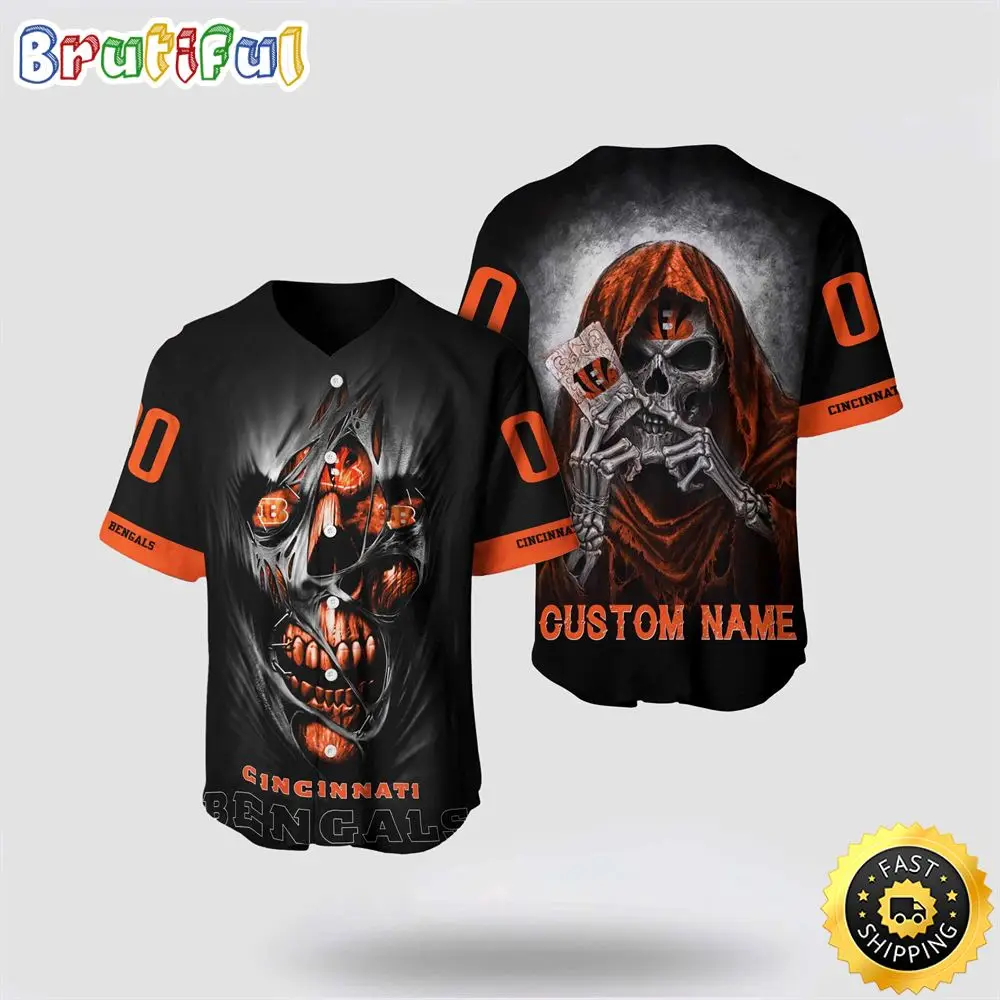 NFL Cincinnati Bengals Baseball Jersey 3D Personalized Skull Stay Cozy And Stylish