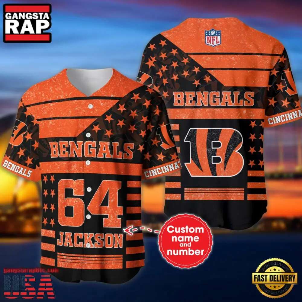 NFL Cincinnati Bengals Custom Name Number Name Number American Flag Baseball Jersey Shirt