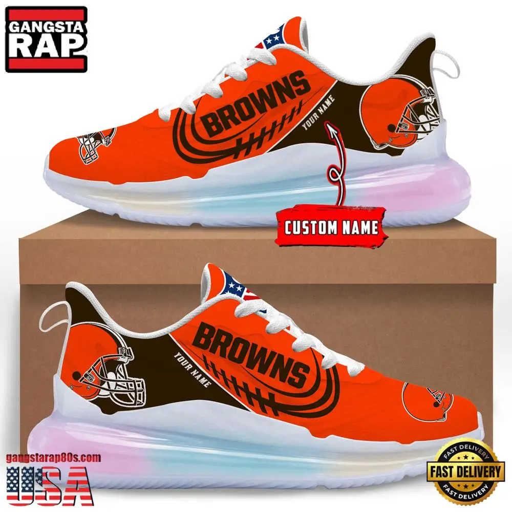 NFL Cleveland Browns Custom Rainbow Atmospheric Air Force 1 Sneaker Shoes