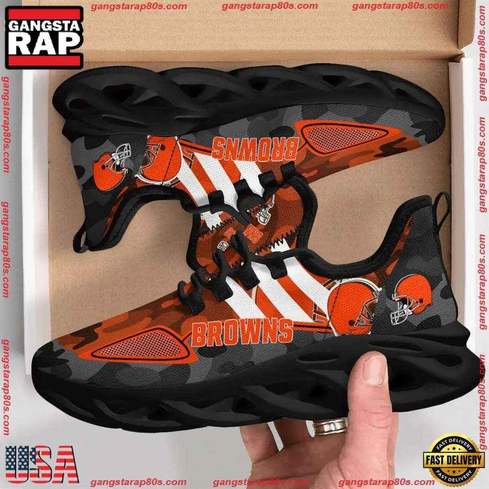 NFL Cleveland Browns Military Camouflage Max Soul Shoes Running Sneakers Running Sneakers