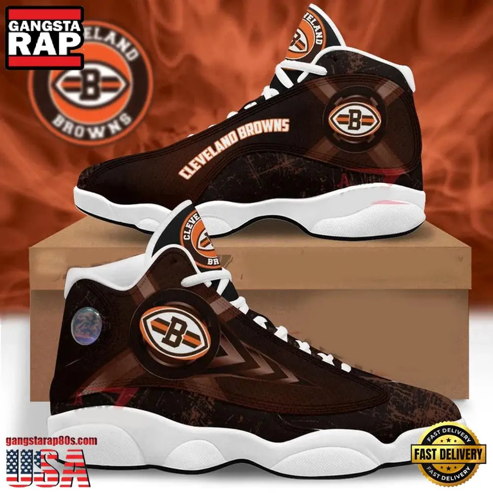 NFL Cleveland Browns New Design Air Jordan 13 Running Sneakers Shoes For Fans