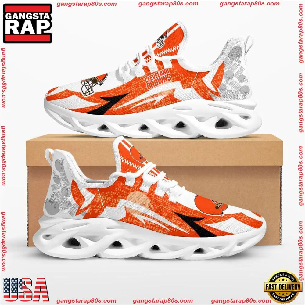 NFL Cleveland Browns Symbol Geometric Pattern Max Soul Shoes Running Sneakers