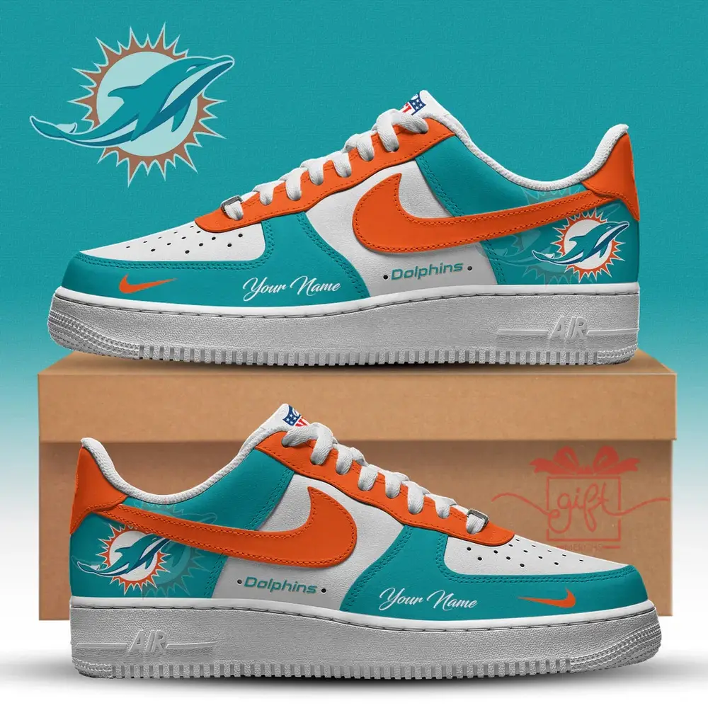 NFL Custom Miami Dolphins New 2026 Version Nike Air Force 1 Fashions Shoes NFL Custom Miami Dolphins New 2026 Version Nike Air Force 1 Fashions Shoes - Image 1